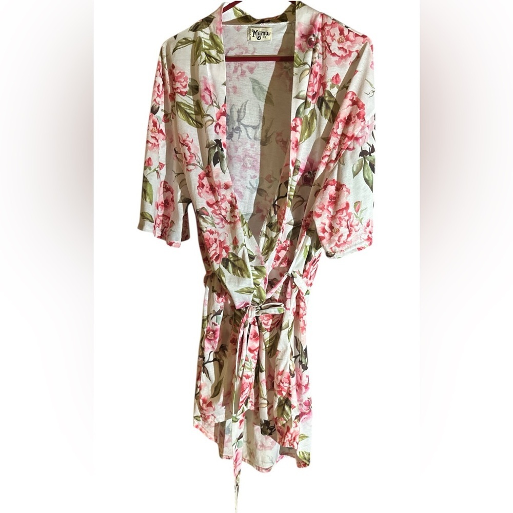 MuMu Pink Rose Kimono Robe One Size - Picture 2 of 9
